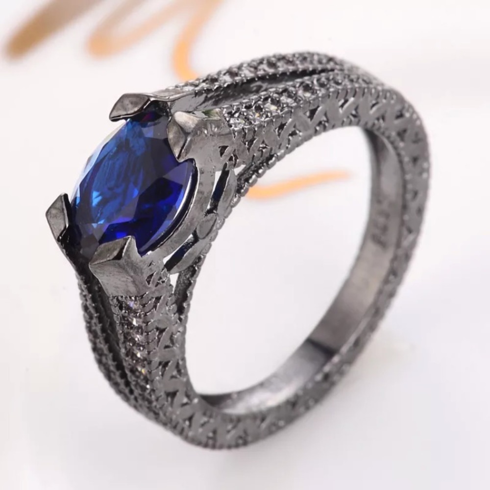 Black Gold Filled Sapphire Ring